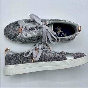 Ted Baker London Bow Tie Sneakers Silver & Sparkly women’s size 10.5